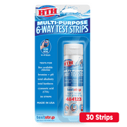 HTH 6-way Pool Test Strips, 30 Multi-use Test Strips for Chlorine, Bromine, pH, Alkalinity, Hardness, CYA