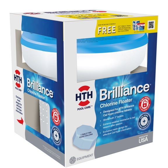 HTH Brilliance Chlorine Floater for Pools - Holds 4 Brilliance Tabs or 5 Standard 3-inch Tablets