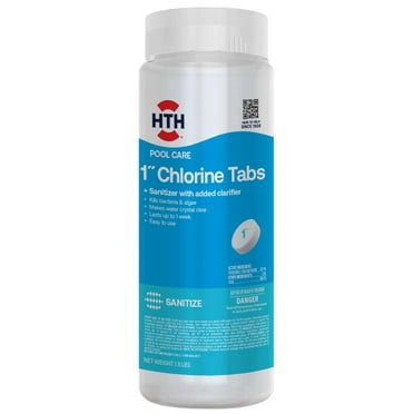 HTH Pool Care 1" Chlorine Tablets for Swimming Pools, Chlorine Pool Chemical Tablets, 1.5 lb