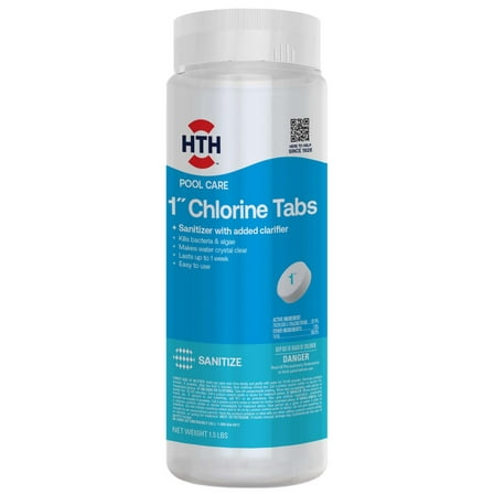 HTH 1 Inch Chlorine Tablets 1.5 lb Pool Sanitizer for Algae and Bacteria Prevention