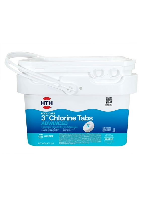 HTH Pool Care 3" Chlorine Tablets Advanced for Swimming Pools, Tablets, 5 lbs.