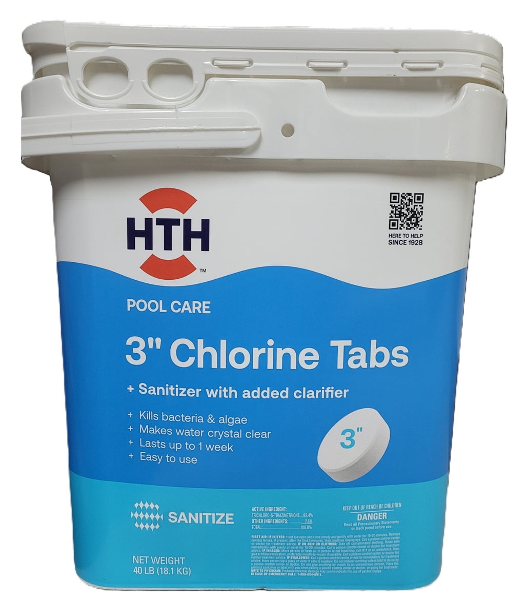 HTH Pool Care 3-inch Chlorine Tabs Swimming Pool Chlorinating Sanitizer 40lbs