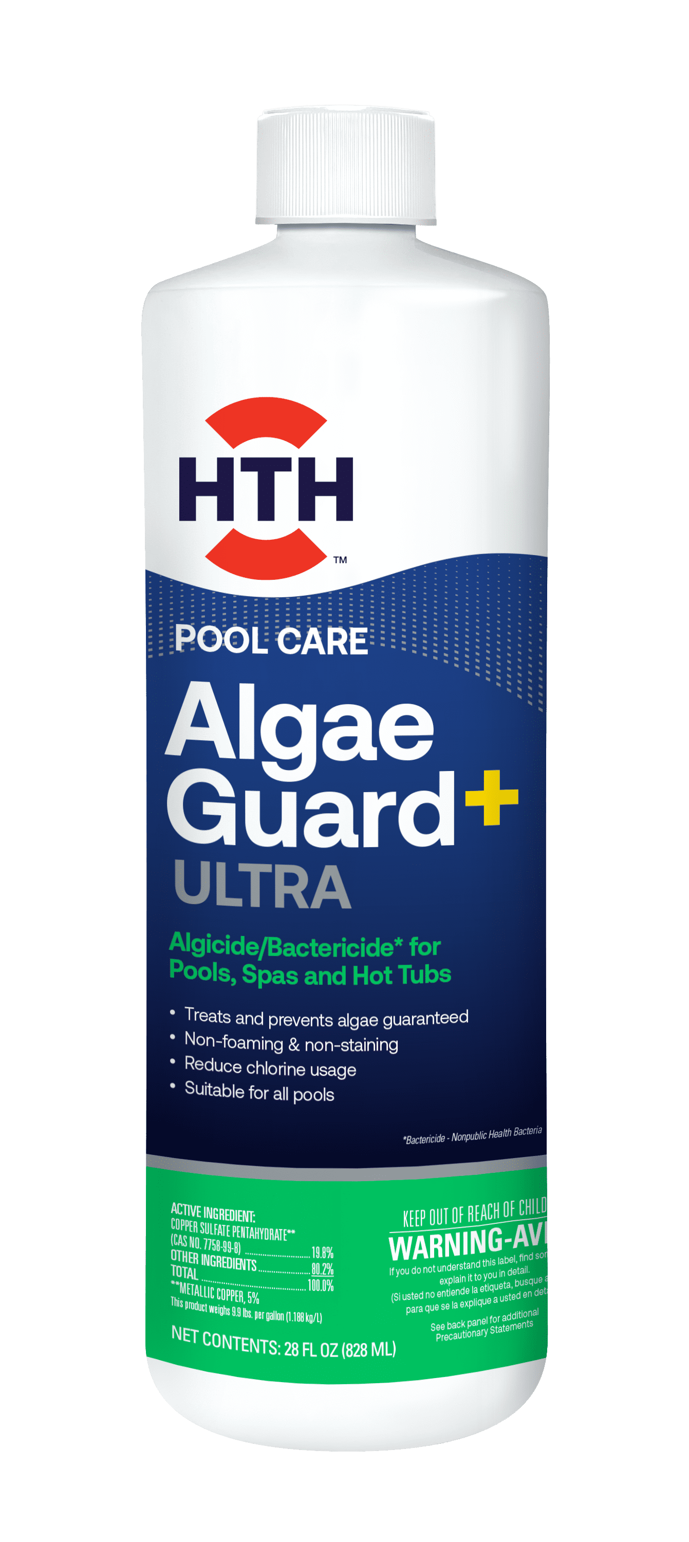 HTH Pool Care Algae Guard +Ultra for Swimming Pools, Liquid, 28oz