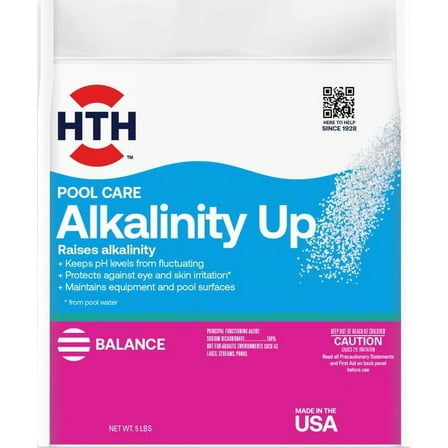 HTH Pool Care Alkalinity up — Granules (Form), 5 lb — Pool Alkalinity Increaser to Balance pH and Total Alkalinity