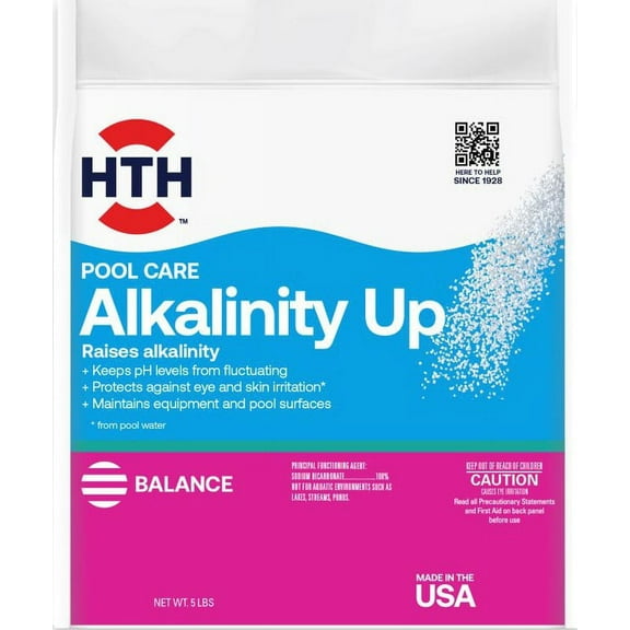 HTH Pool Care Alkalinity up — Granules (Form), 5 lb — Pool Alkalinity Increaser to Balance pH and Total Alkalinity