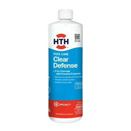 HTH Pool Care Clear Defense — Liquid, 28 fl oz — Pool Algaecide for Water Treatment