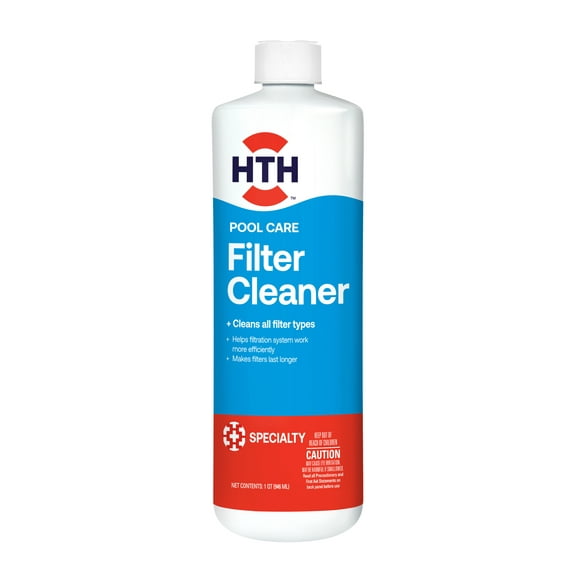 HTH Pool Care Liquid Filter Cleaner for All Pool Types - 1 Quart, Enhances Filtration Efficiency, Pool Chemical