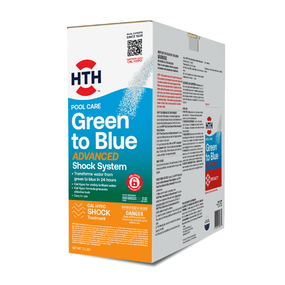 HTH Green to Blue Pool Shock Kit, Granular Chemical Shock for Algae Removal and Water Clarification