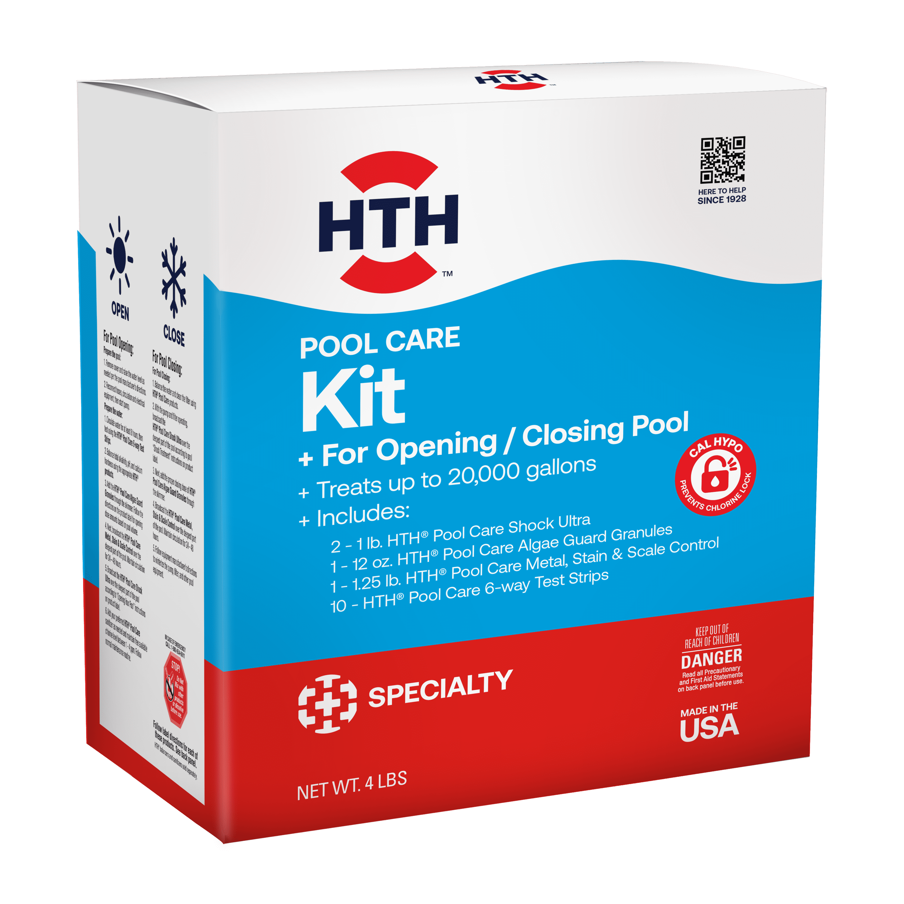 HTH Pool Care Shock Treatment — Granules (Form), 4 lb — Pool Shock to sanitize and clear cloudy water — treats up to 20,000 gallons