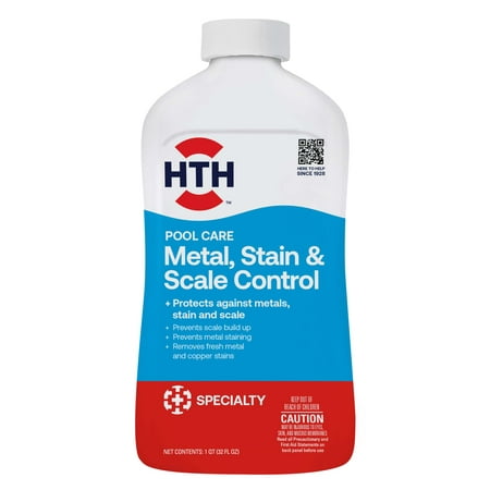 HTH Metal & Stain Defense Liquid Pool Chemical, Stain Preventer, For All Pool Types, 1 Qt