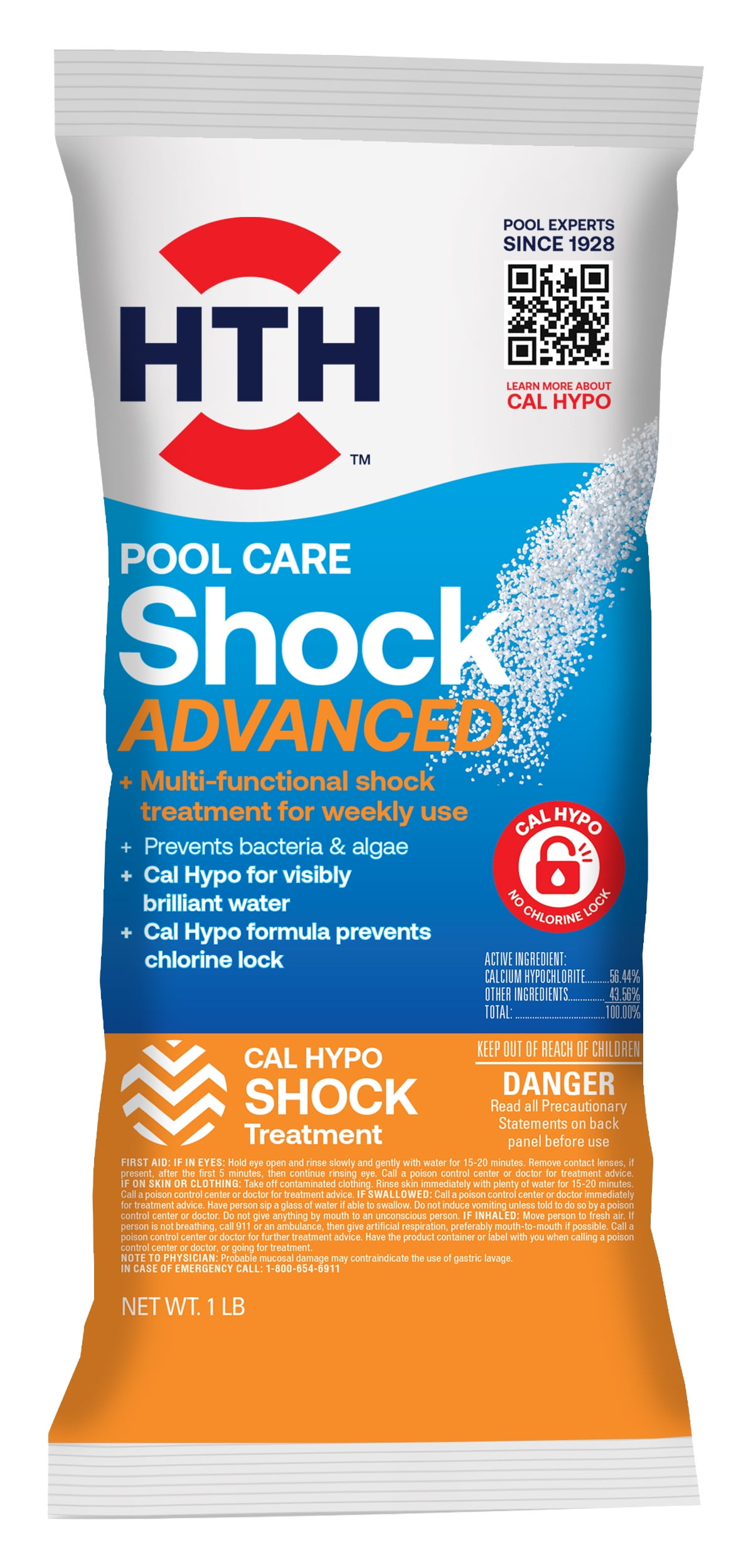 HTH Pool Care Shock Advanced for Swimming Pools, Pool Chemicals, 1 lbs