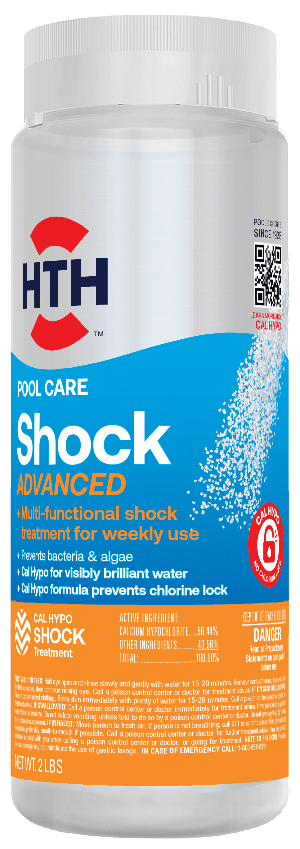HTH Pool Care Shock Advanced for Swimming Pools, Pool Chemicals, 2 lbs