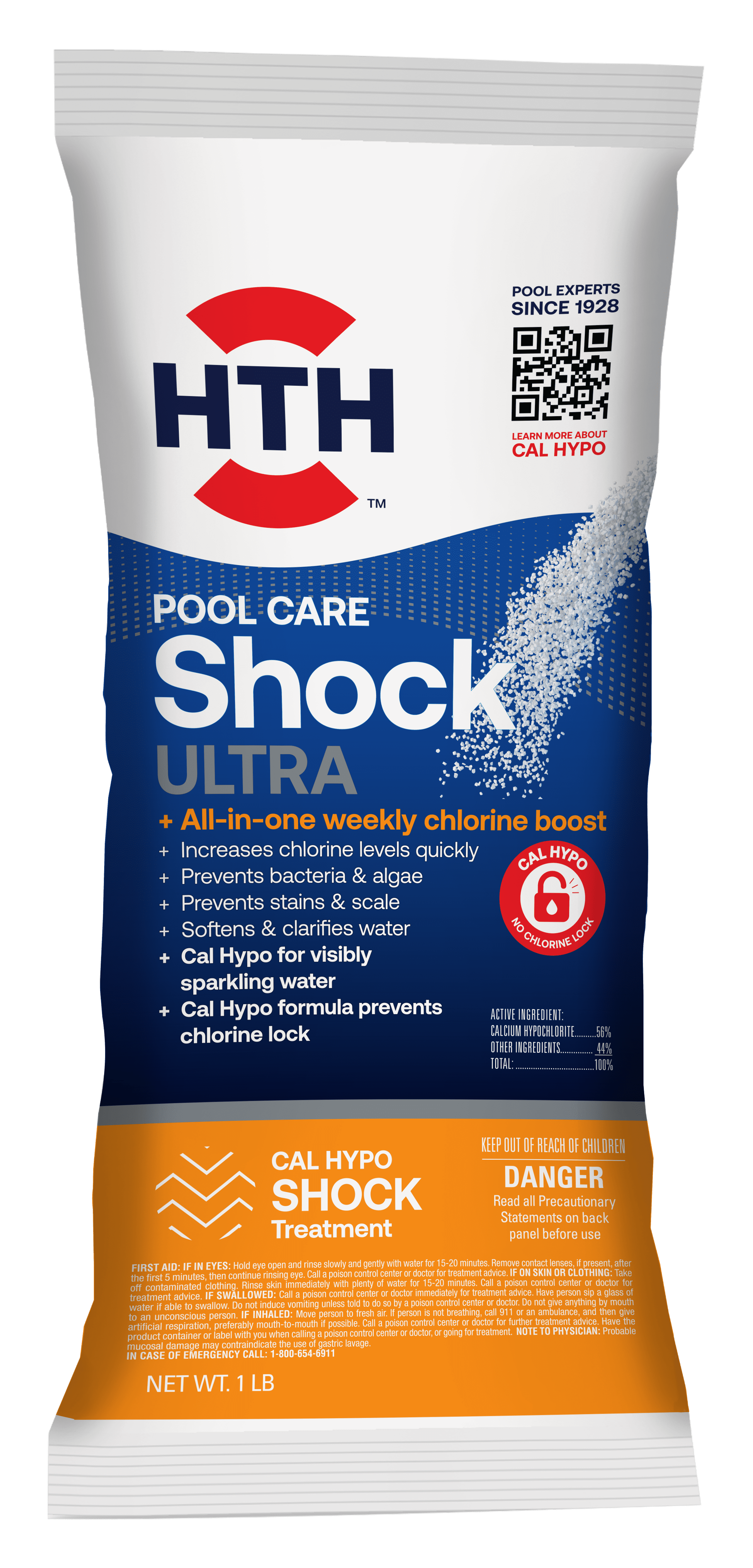 HTH Pool Care Shock Ultra for Swimming Pools, Granular Chemical, 1lb