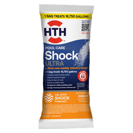 HTH Pool Care Ultra Shock Treatment — Granules (Form), 1 lb — Pool Shock Treatment for Weekly Use and Water Sanitizing