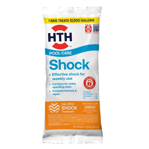 HTH Chlorine Shock — Granules, 13.3 oz — Pool Shock Treatment for Weekly Chlorination
