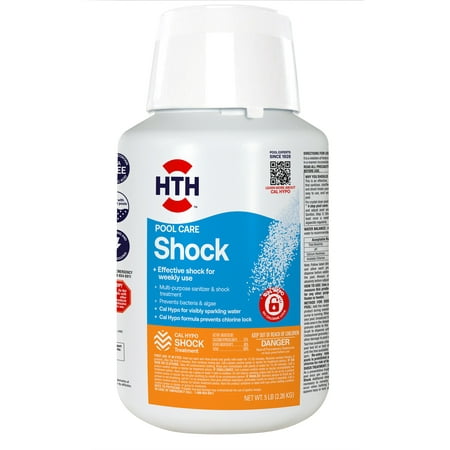 HTH Pool Care Chlorine Shock Treatment, Pool Chemical Shock, Granules, 5 lb, for Weekly Pool Chlorination