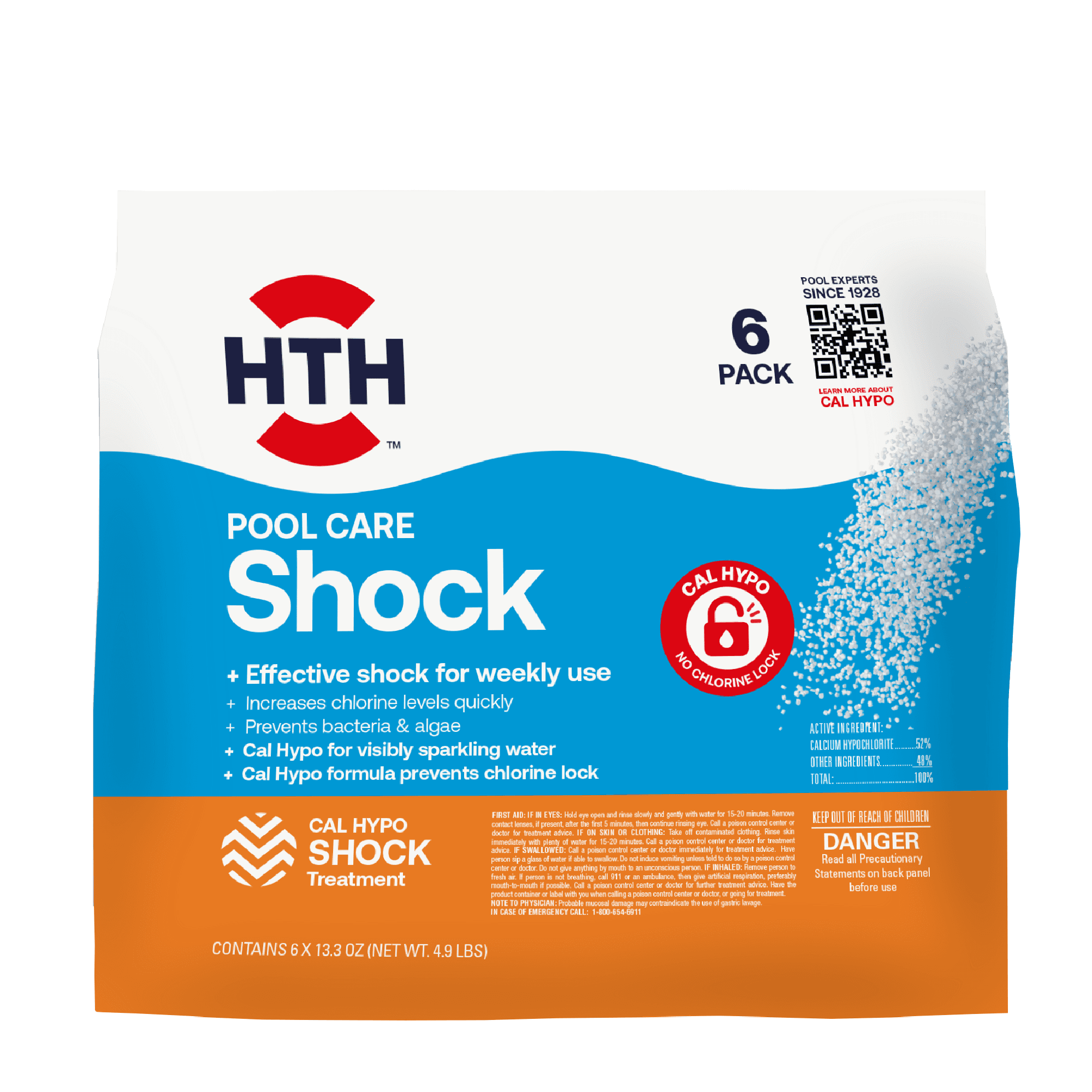 HTH Pool Care Shock for Swimming Pools, Pool Chemicals, 13.3oz (Pack of ...