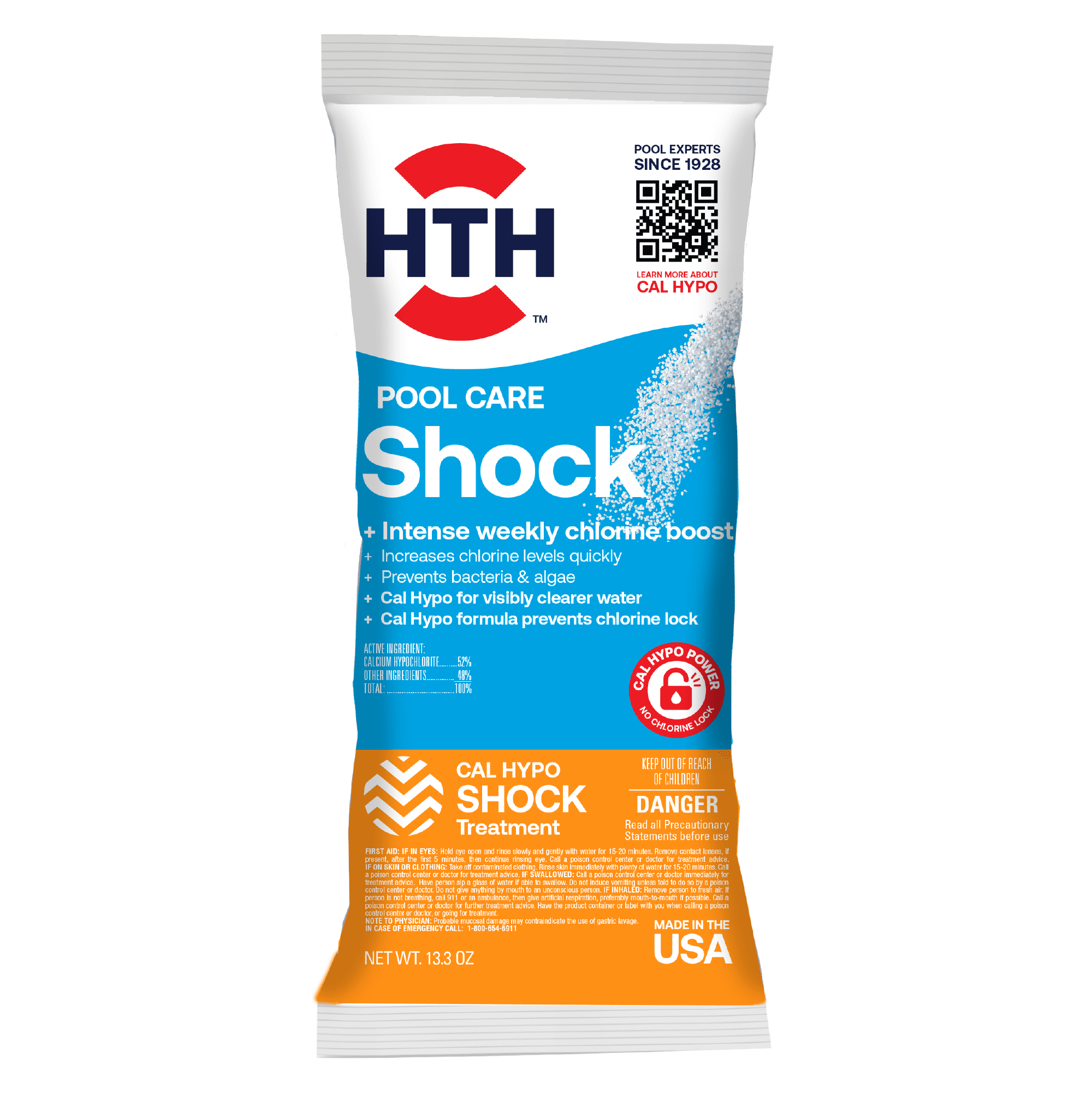 HTH Pool Care Shock for Swimming Pools, Pool Chemicals, 13.3oz