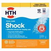 HTH Pool Care Chlorine Shock Granules for Algae Prevention, Fast-Acting, 12 pack