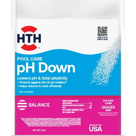 HTH Pool Care pH Decreaser, Powder, 5 lbs, for Balancing pH Levels