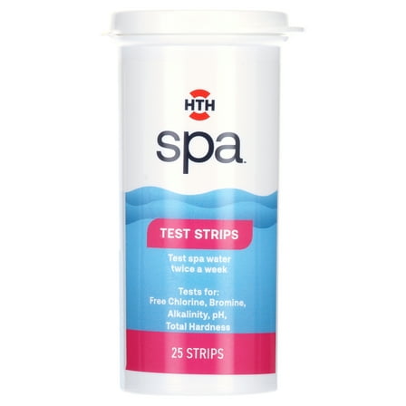 HTH Spa Care 6-Way Pool and Spa & Pool Test Strips, Chemical Tester, 25 Each