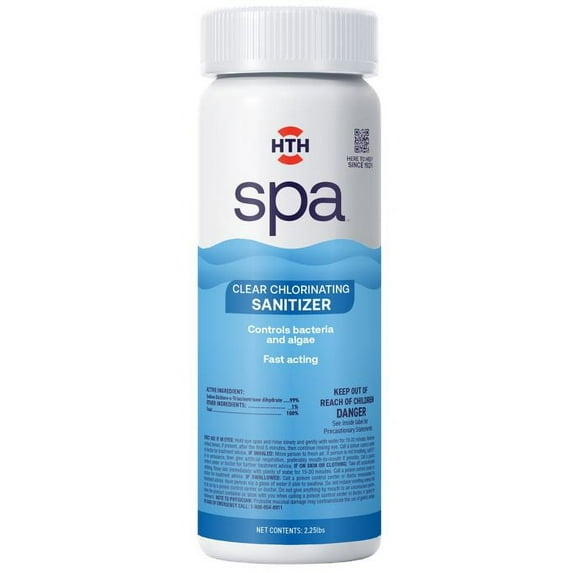 HTH Spa Care Clear Chlorinating Sanitizer for Spa & Hot Tubs, Granules, Chlorine Pool Chemicals, 2.25 lbs