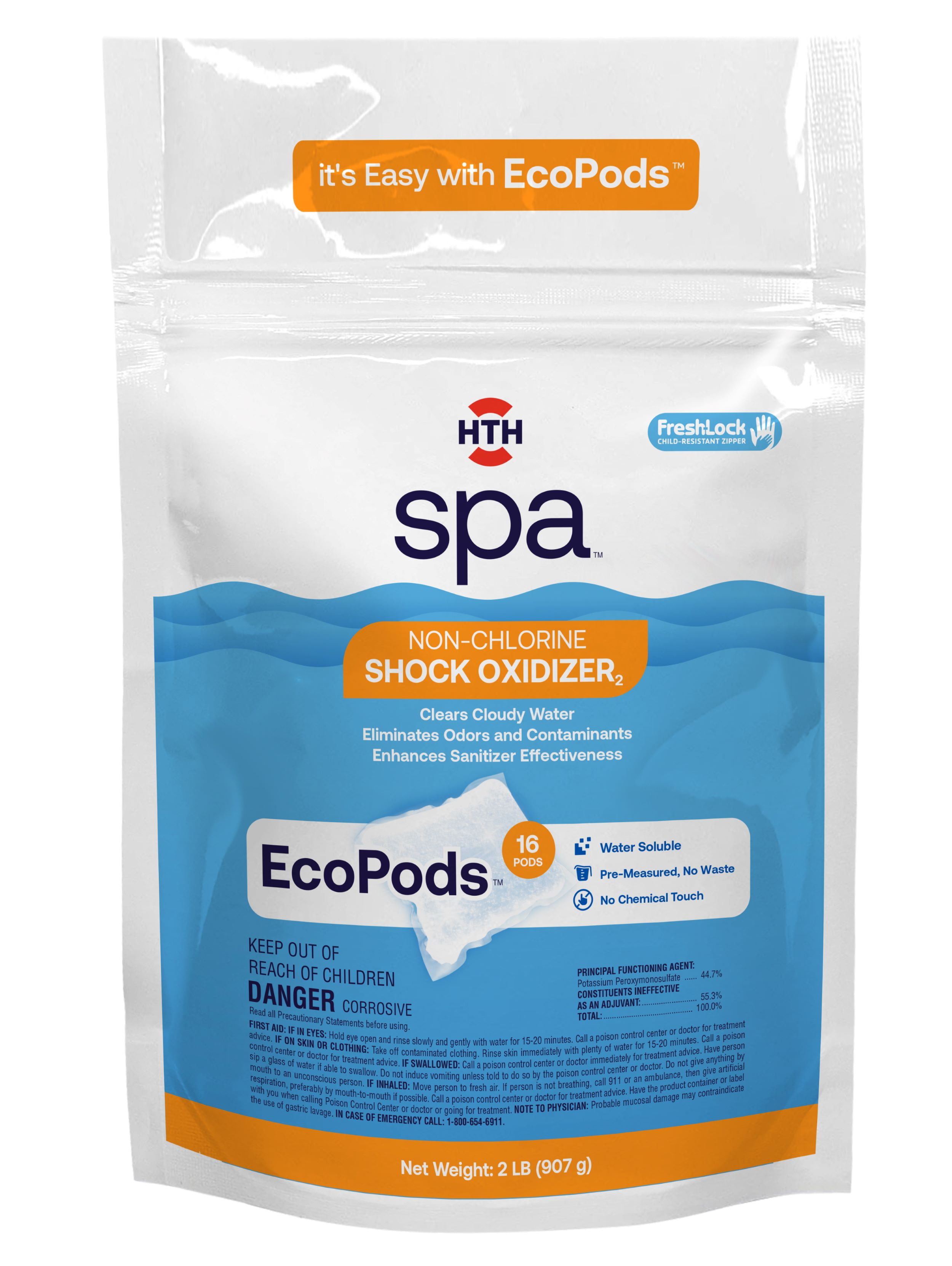 HTH Spa Care EcoPod Non-Chlorine Oxidizer - Effervescent Water Treatment Pods, 2 lb