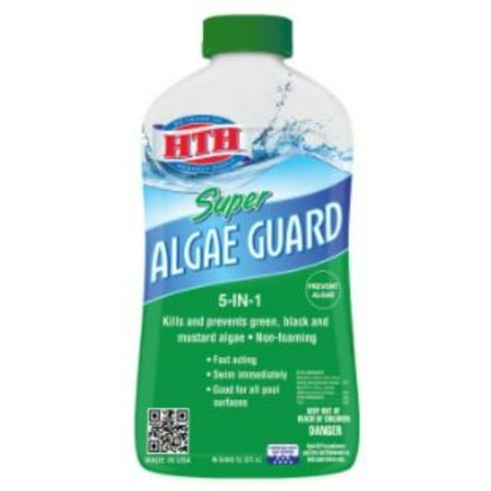 HTH Super Algae Guard 5-in-1, Kills and Prevents Algae in Pools, 1 qt