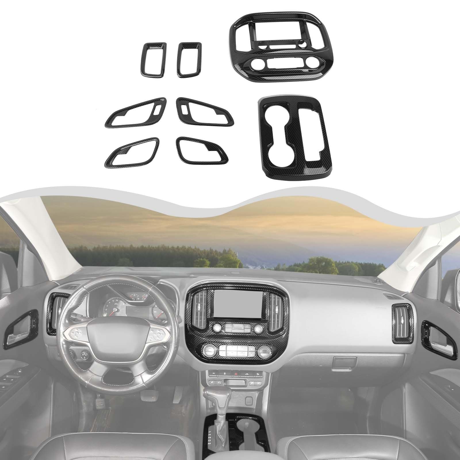 HTHE Interior Trim Kits MMF7 Center Console Gear Shift Cover Carbon