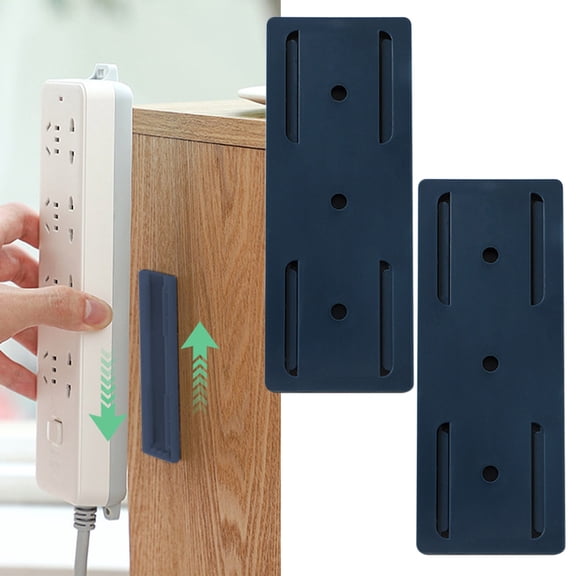 HTHJSCO 2X Retainers,2 Pcs Self Adhesive Desktop Socket Fixer Adhesive Punch Socket Holder Cable Management Punch Surge Protector Desktop Plug In Socket Fixer Bracket Stand