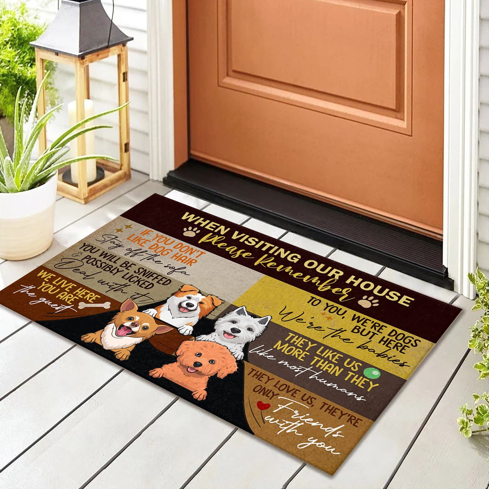 HTHJSCO Carpet Christmas Dog Pet Mat Non Slip Cute Creative Animal Door