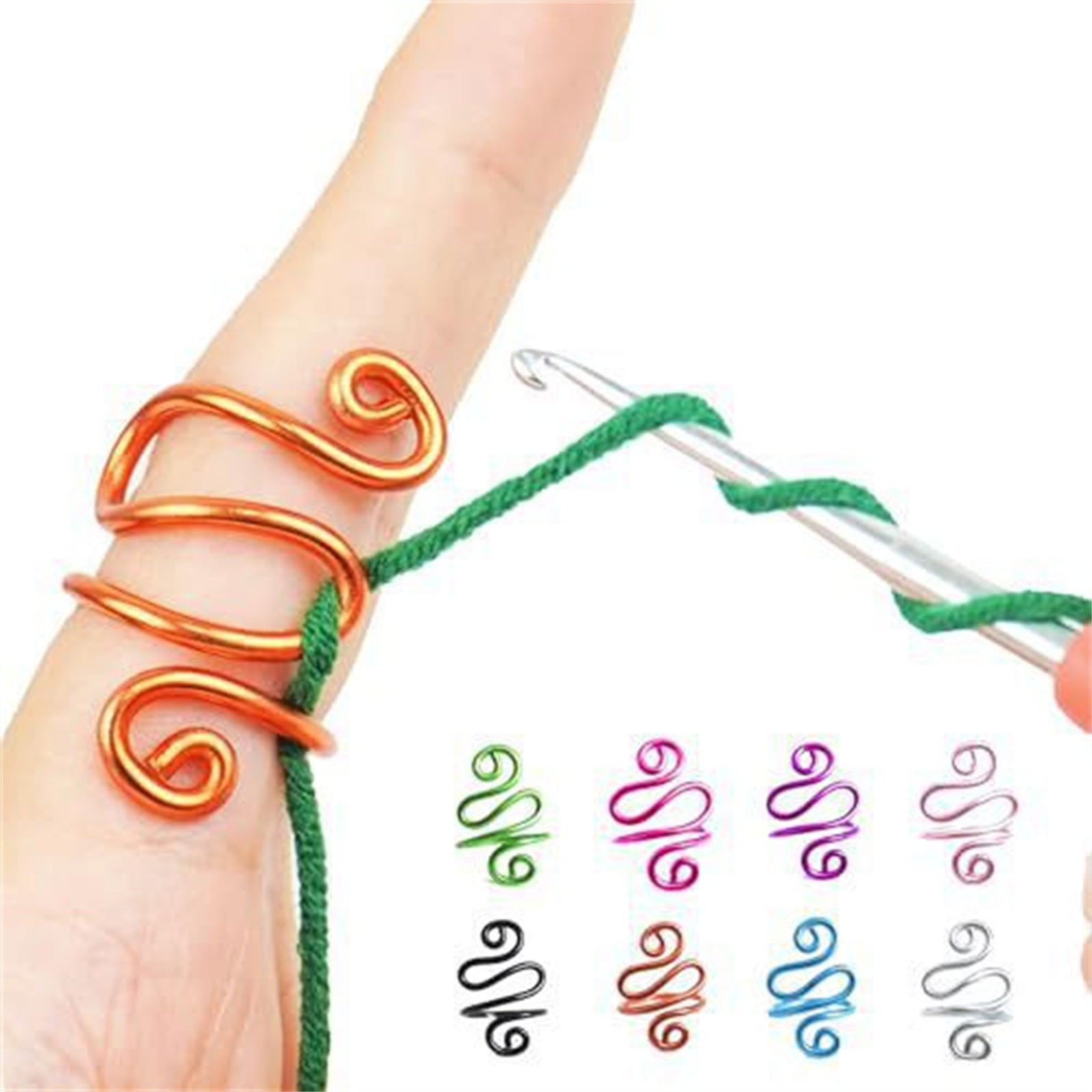 6 Anneaux De Crochet Doigt Réglables - Guide-Fil Pour Tricot Et Crochet - Accessoire DIY - 6
