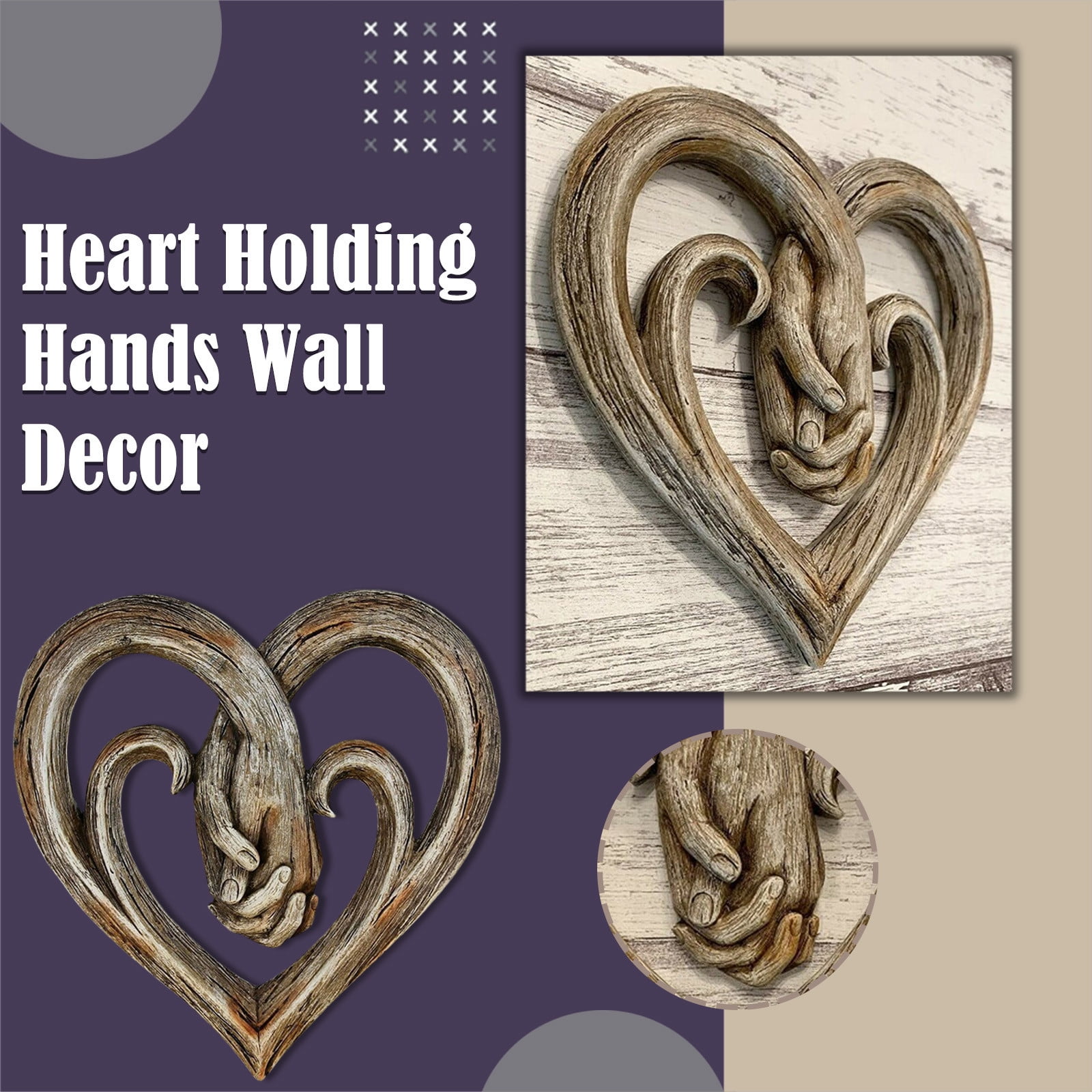 HTHJSCO Heart Holding Hands Wall Decor Decorative Art Sculpture Home