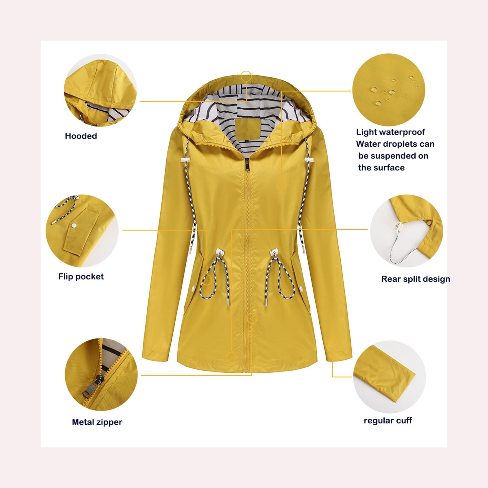 HTHJSCO Outdoor Jacket Women's Raincoats Windbreaker Rain Jacket Water