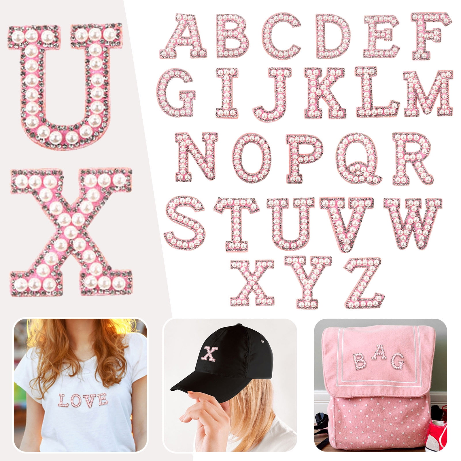 HTHJSCO Stickers Letter Patch Set of Pearl Rhinestone Shiny Pearl ...