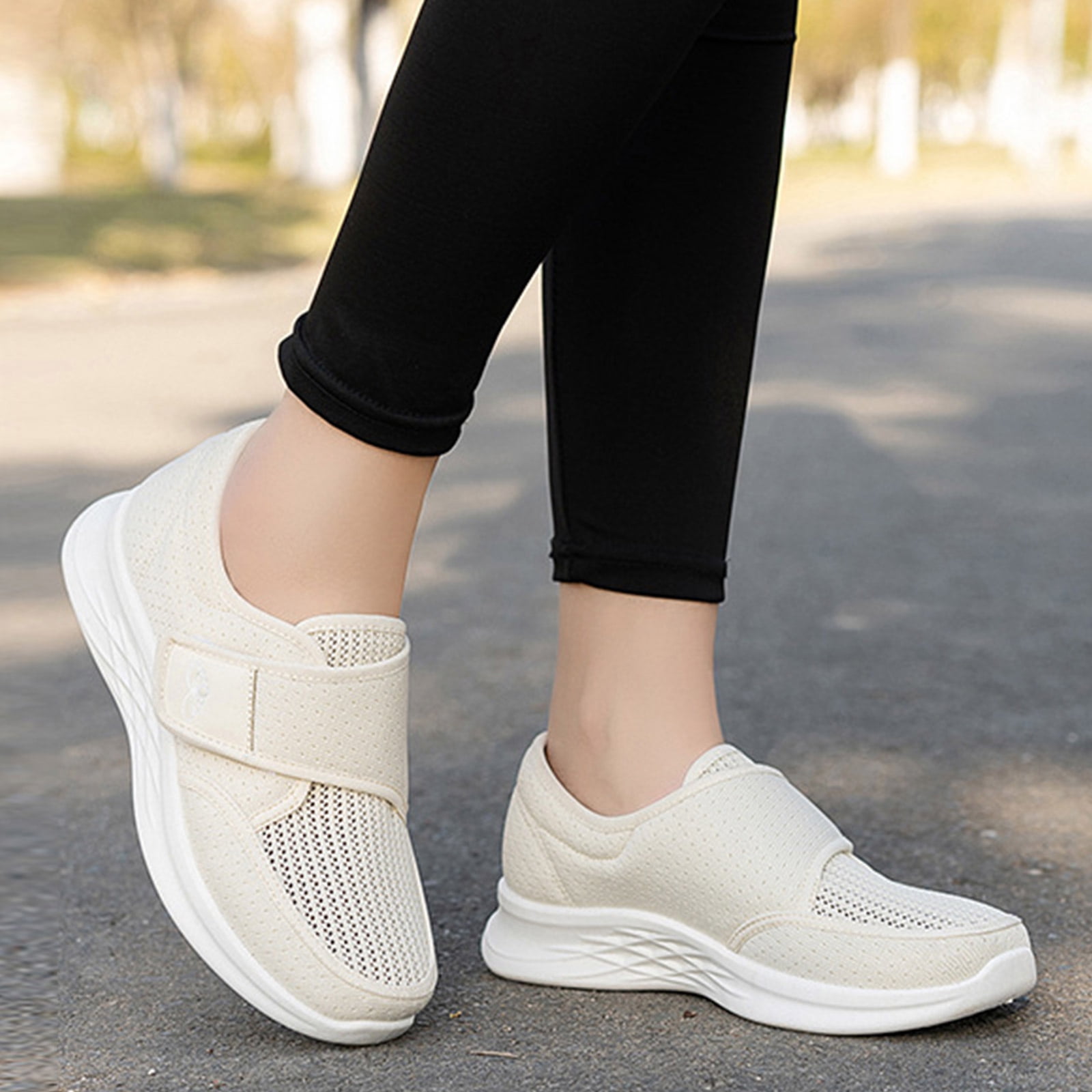 Wide Put HTHLVMD Adjustable Strap Non-Slip Daily Shoes, Women's Diabetic Shoes ...