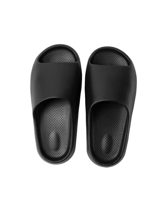 All-Day Comfort Slides, Quick-Dry Shower Shoes, Lightweight Cloud Slippers, Cloud Slides for Women Men Unisex Slides Slippers Eva Anti-Slip Walking Sandals Shower Shoes Thick Sole, Black 5.5