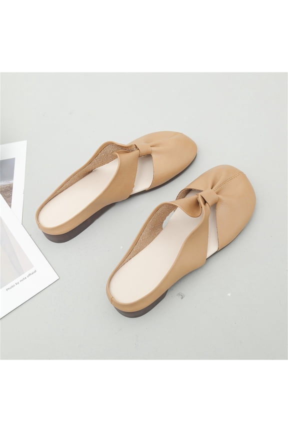 Beach Sandals, Vacation Mules for Women, Women's Soft Sole Knot Mules,2026 Cut Out Design Flat Mules for Women,Lightweight Round Toe Backless Non-Slip Sandals, Ginger 9