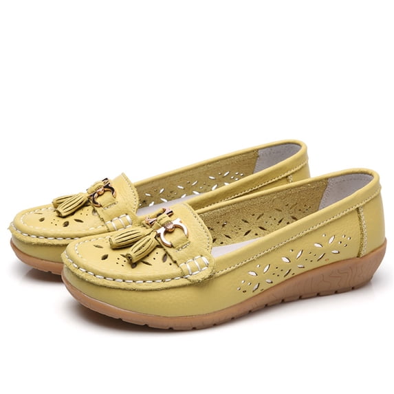 HTHLVMD Breathable Slip-On Comfort Shoes, Casual Loafers for Women Metal Buckle Breathable Comfortable Leather Slip On Moccasins Loafers Shoes Driving Outdoor Walking Womens Flats, Light Green 10