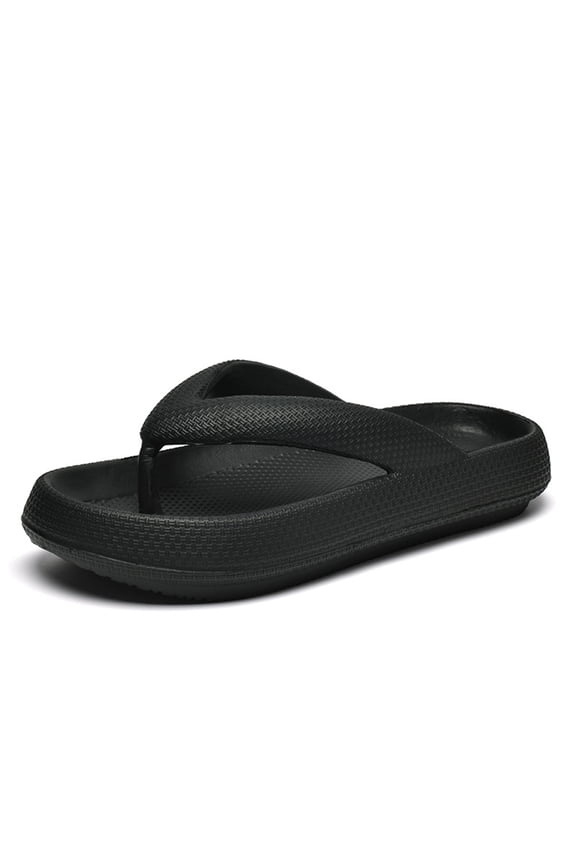 Chunky Sole Thong Sandals, Non-Slip Comfortable Flip Flops, Cloud Flip Flops for Women, Cloud Slides for Women, Cozislides Soft Slides Pillow Sandals for Indoor Outdoor, Black 12.5-13