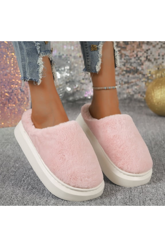 Comfort Plush Clogs, Winter Plush Fleece Slipper Clogs Cozy Thermal Mules Weekend Indoor Bedroom Lounging Lightweight Arch Support House Slippers Patio Walk Shoes, Pink 5.5
