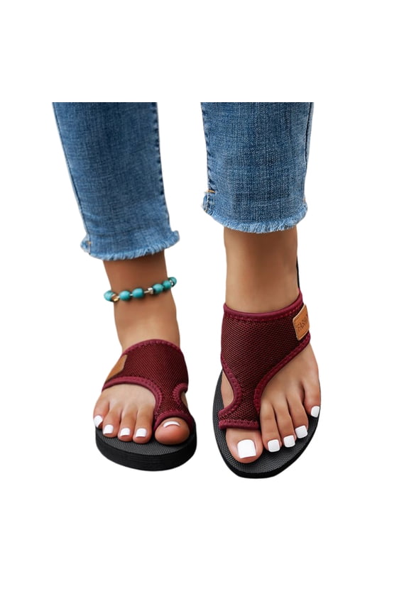 Comfortable Arch Support Summer Shoes, Women's Hollow Mesh Slide Sandals Comfortable Vacation Sandals Summer Slip On Wedge Sandals Flip Flops Beach Sandals, Wine 10