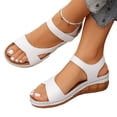 thumbnail image 1 of HTHLVMD Cut-Out Casual Sandals, Low Heel Comfort Shoes, Everyday Summer Shoes, Adjustable Strap Shoes, Sandals for Women Thick Soles Open Toe Wedges Lightweight Hook and Loop Sandal, White 9, 1 of 8