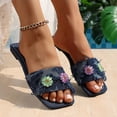 thumbnail image 1 of HTHLVMD Everyday Summer Sandals, Unique Denim Design Slides, Distressed Denim Sandals, Women's Denim Jean Flat Sandals 2026 Cute Flower Summer Beach Comfortable Slide Shoes Blue, Dark Blue 6, 1 of 5