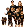 thumbnail image 1 of HTHLVMD Family Matching Pajamas, Halloween Sleep Set, Long Sleeve Loungewear, Halloween Large Front Jack-O-Lantern Print Family Matching Pajamas Set, Long Sleeve Crew Neck 2 Piece Loungewear, 5 Years, 1 of 5