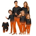 thumbnail image 1 of HTHLVMD Family Matching Sleepwear, Bat Print Pajamas, Halloween Gradient Orange Bat Bottom Print Family Matching Pajamas, Crew Neck Long Sleeve 2pcs Holiday Loungewear, 12 Months, 1 of 4