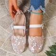 thumbnail image 1 of HTHLVMD Floral Embroidered Mesh Flats, Pearl‑Decor Mary Jane Footwear, Mesh Embroidered Flats for Women Leopard Mary Jane Flats Ballet Shoes Round Toe Slip On Ballerina Floral Shoes, Gold 5.5, 1 of 4