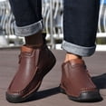thumbnail image 1 of HTHLVMD Hand-Stitched Leather Loafers, Men's Mid-Top Slip On Chukka Boots,Vintage Leather Hand-Stitching Elastic Non-Slip Driving Walking Casual Dress Shoes, Coffee 11, 1 of 5