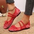 thumbnail image 1 of HTHLVMD Lace Ballet Flats, Mary Janes, Cross Strap Flats, Breathable Mesh Shoes, Women's Lace Ballet Flats Cross Strap Mesh Breathable Mary Jane Shoes Low Cut Slip-On Dress Flats, Red 6.5, 1 of 8