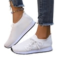 thumbnail image 1 of HTHLVMD Lace Up Walking Shoes, Barefoot Shoes Women Slip on Sneakers Walking Tennis Running Minimalist Shoes Fashion Wide Toe Casual Comfortable Summer Ladies Loafer, White 9, 1 of 7